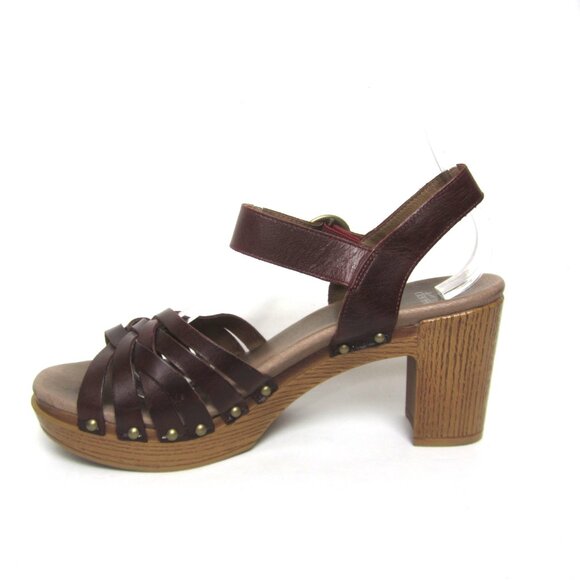 Dansko Dawson 41 US 10.5 11 Reddish Brown Vintage Ruby Platform Sandals Heels - Picture 5 of 12